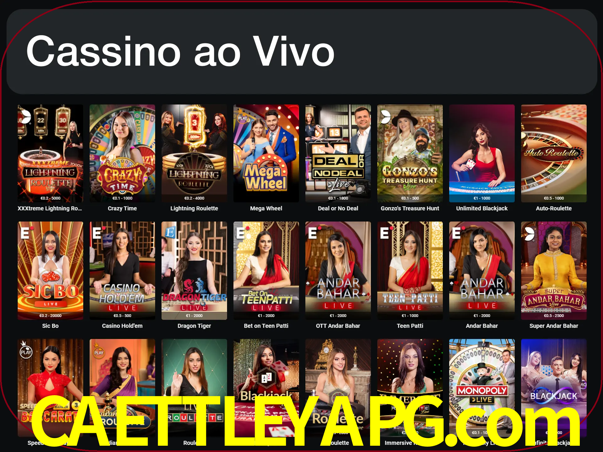 Jogue jogos de cassino com um verdadeiro dealer.