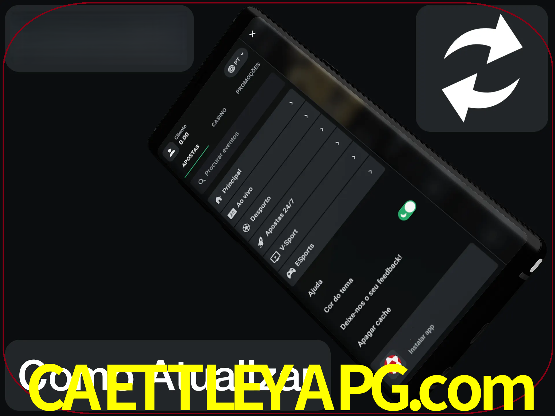 O aplicativo é atualizado automaticamente quando você faz o login.