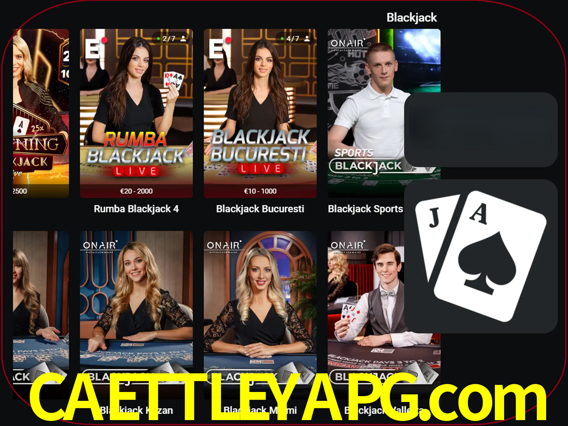 Escolha uma mesa completa de jogadores de blackjack.